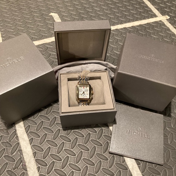 NWT Michele Deco Day Two-Tone Diamond Dial Watch - Picture 1 of 9